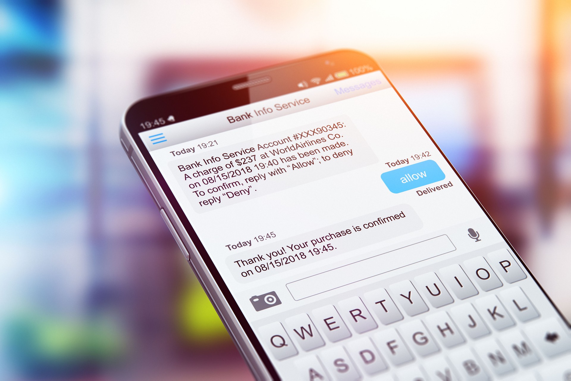 SMS text message app on smartphone screen